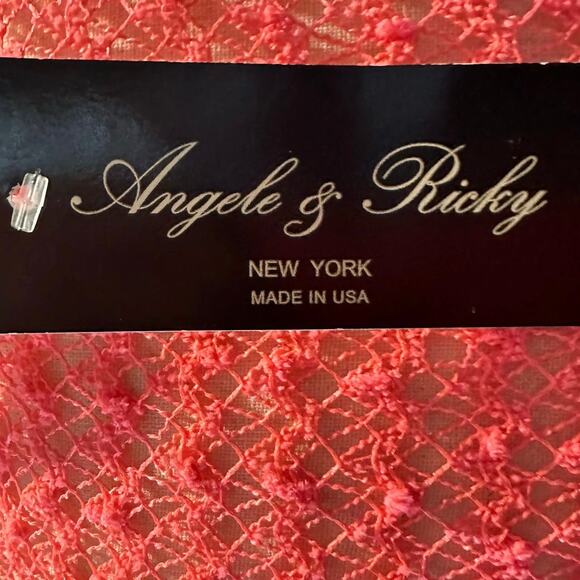 Angele & Ricky size 1x peachy orange crochet lacy draping cover up - Picture 4 of 9